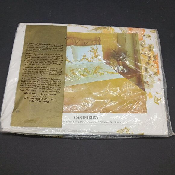 Vintage Stevens Utica Two Pillowcases Canterbury Floral No Iron Percale Sealed - Picture 3 of 3